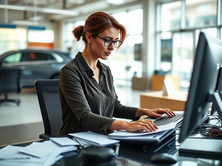 Profissional organizando anotações e informações no computador